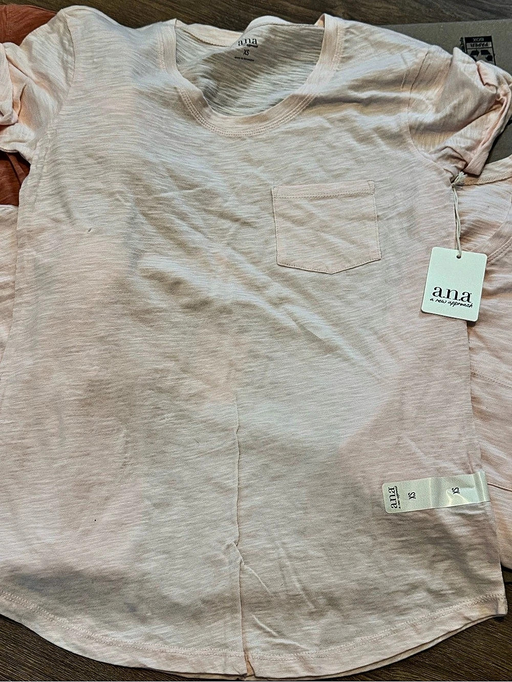 Wholesale lot a.n.a Short Sleeve Pocket Tee in peach and clay color Size XS NWT